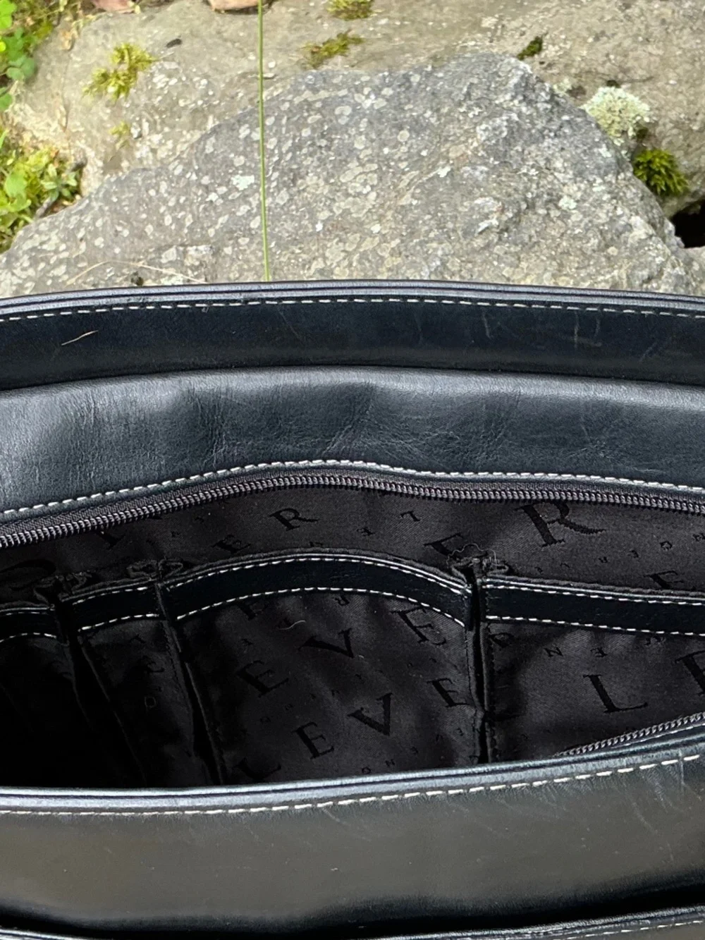 Levenger Black Leather Laptop Computer Tote Bag Women’s Business Work